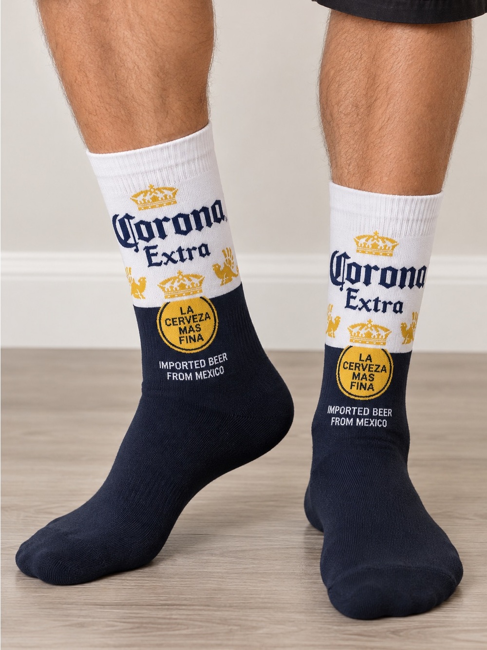 Corona Extra Navy, White & Gold Crew Socks